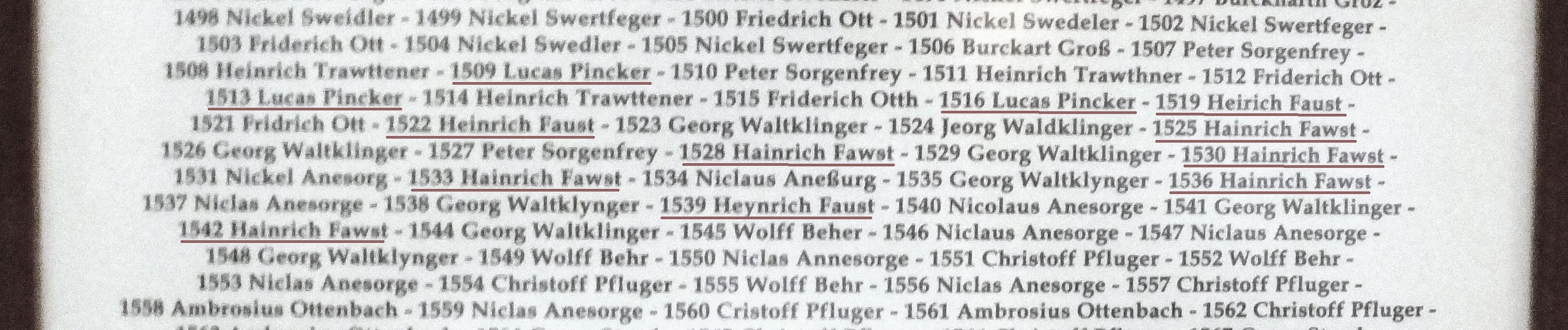 Familienchronik Sachsen Meißen: Liste aller regierenden Bürgermeister der Residenzstadt Meißen auf einer Tafel, angebracht im Rathaus der Stadt.