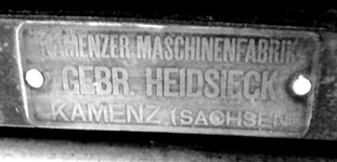 Firmenplakette Mschinenfabrik Gebr. Heidsieck, Kamenz in Sachsen